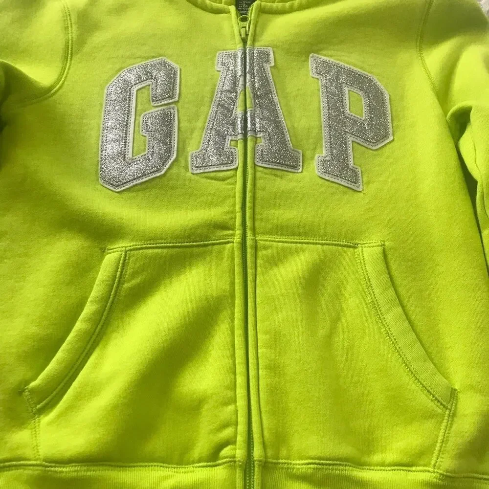 Gap kids lime hoodie full zipper long sleeve size XL Kids athletic academia